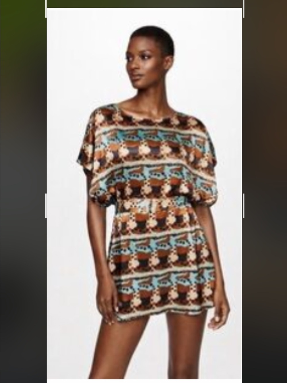 BCBGMAXAZRIA Aztec print satin mini dress M